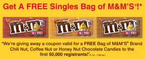 Free Bag Of M&M’s For The First 50,000