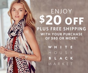 WhiteHouseBlackMarket $20 Off Code + Free Shipping